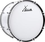 XDrum MBD-222 Marsch Bass Trommel, Fußball Pauke 22' x 12' (7,5 kg, 4 Ösen, Spannschrauben, inkl. Paar Schlägel, Tragegurte, Stimmschlüssel) weiß
