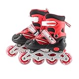 Aramox 2-in-1-Rollschuhe, Verstellbare Outdoor-Skates mit Blinkenden Rädern für und Erwachsene, Vierrad-Skates mit Bequemer Polsterung (Rote Full-Flash-Schuhe #00)