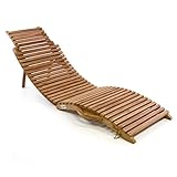 Divero geschwungene Sonnenliege SALOBRENA aus Teak-Holz, behandelt – Farbe Braun