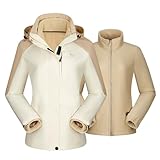 CAMEL CROWN Damen-Skijacke, wasserdicht, 3-in-1, Winter, Schnee, Bergmantel, warm, Fleece, Windbreaker, Kapuze, Snowboardjacken, aprikose, S