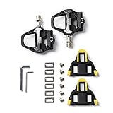 ANSJS Rennradpedale, leichte Clipless-Fahrradpedale mit Stollen-Set, kompatibel mit SPD-SL-System, 6-Grad-Schwimmer-Clipless (R21)