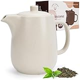 Happy Lemuro Teekanne mit Siebeinsatz - 1,2 l - Keramik Teekanne Schwarz (Anthrazit) - Teapot - Tee Zubehör - Tea Pot - Steingut Teezubereiter für Losen Tee (Beige)