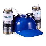 Relaxdays 10022789_45 Party Trinkhelm, Helm mit Schlauch, für 2 Dosen Bier, Spaßartikel Fasching u. Fußball, lustiger Bierhelm, blau, Unisex – Erwachsene, 1 Stück