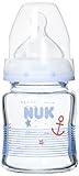 Nuk Glas-Babyflasche'First Choice+' mit Sauger extrafein gelocht - farbig sortiert, 120 ml, mehrfarbig