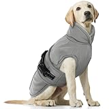 Hundemantel Grosse Hunde, Hundemantel Winter wasserdichte Hunde-Schneejacke Winter Hundepullover Fleece Winterjacke Winddichter(Grau, L)