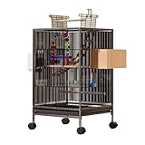 Großer Vogelkäfig mit Spielplatte und Ständer für Papageien, Sittiche, Sittiche, Nymphensittiche, Zimmervoliere für kleine bis mittelgroße Vögel