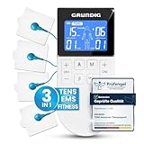 GRUNDIG Tens Gerät Schmerztherapie Reizstromgerät - Zertifiziertes Reizstrom Medizinprodukt mit 50 Programmen und 16 Intensitätsstufen - 3in1 Akku EMS Gerät zur Muskelentspannung (Gerät)