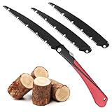Klappsäge Astsäge 23cm - SK9 Hochkohlenstoffstahl, 2 Schneidpositionen & Sicherheitsverschluss, Handsäge holz für Garten, Holz und Outdoor Camping (TEFLON-beschichtet, inkl. 2 Ersatzklingen)
