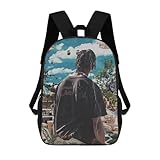 EYTFYZGL Travis Scott Rucksack für Arbeit und Reisen, stilvoller Tagesrucksack mit PVC-Unterseite, große Kapazität Tasche für Laptop und iPad, Schwarz , One size