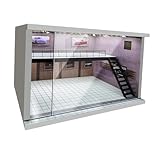 Modellauto Vitrine Parkplatz Diorama mit LED Beleuchtung für 1:64 1:36 1:32 Maßstab, Acryl Schaukasten Display 26.5 x 20.8 x 18 cm