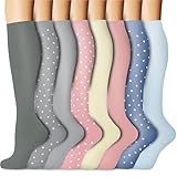 Stützkniestrümpfe 8 Paar Kompressionsstrümpfe Damen und Herren,Stützstrümpfe Sport Kompressionssocken mit Elastisch,Stützstrümpfe Compression Socks Laufstrümpfe Kompression,Compression Socks für Sport