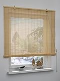GARDINIA Bambus-Rollo Natur, Decken- oder Wandmontage, Lichtdurchlässig, Transparent, Alle Montage-Teile inklusive, 140 x 160 cm (BxH)