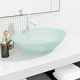Qnhdfrt Aufsatzwaschbecken Glas 50x37x14 cm Matt Modernes Design Robust & Langlebig für Badezimmer Gäste WC Küche Garage Camping