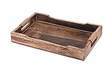 Meinposten. Tablett Serviertablett Holz Mango braun Holztablett Deko Dekotablett Dunkelbraun (Klein (31 x 20 cm))