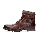 JACK & JONES Herren Jfwalbany Leather Brown Biker Boots, Brown Stone, 42 EU