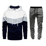 DBMZV Herren Trainingsanzug Baggy Trainingsanzug Farbblock Jogging Anzug Locker Hoodie Laufanzug Männer Sport Outfits für Herbst WinterTracksuit Loose Fit Jogginghose Warm Kapuzenpullover mit Taschen