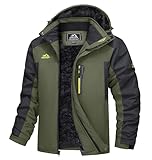 TACVASEN Herren Wasserdicht Winter Skijacke Warme Snowboardjacke Outdoorjacke Gefüttert Winterjacke (L, Armeegrün)