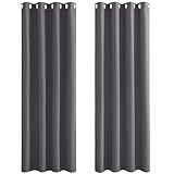 PONY DANCE Thermovorhang Kälteschutz 2er Set H 175 x B 140 cm Schlafzimmer Gardinen Blickdicht Grau Verdunklungsvorhänge mit Ösen Thermal Curtains Blackout Vorhang Wärmeisolierend