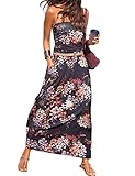 SEBOWEL Damen Maxikleid Sommer Boho Kleider Lang Bandeau Ärmelloses Sommerkleid Strandkleider Elegante Freizeitkleid CocktailKleider Abendkleid (M, Violett)