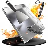 valuents® Grillplatte - Plancha Grill Platte aus dickem & rostfreiem Edelstahl – 30 x 20 cm – für BBQ Gasgrill & Kohlegrill geeignet +PLUS: Bürste & Grillspachtel