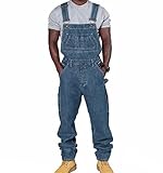 Herren Jeans Jeans Latzhose Herren Baggy verstellbare lässige Overalls Loose Fit Strampler Overalls