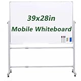 Mobile Tafel, 360° wendbar, doppelseitig, magnetisch, trocken abwischbar, mit tragbarem Rollständer, Staffelei mit Aluminiumrahmen, ideal für Büro und Klassenzimmer