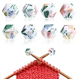 AOZUO 8 Stück Maschenstopper für Stricknadeln, Nadelspitzenschutz mit Blumenmuster Stricknadelstopper, Stricknadel Schutzkappe Strickzubehör passend für Nadeln der Größen (3–9 mm)