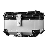 KKnoon Motorradkoffer für Motorrad, 65 Liter, Aluminiumlegierung, wasserdicht, stoßdämpfend, mit 2 Schlüsseln, reflektierender Aufkleber