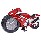 Yardenfun Cartoon Motorrad Wecker Rot Niedliche Quarzuhr ohne Batterien Einzigartiges für Motorliebhaber Kreatives Design für Heimtextilien
