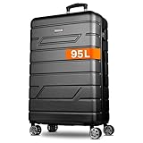 NOWI Bergamo Reisekoffer - Wasserabweisend, 8 Rollen 360° Drehbar, Teleskopgestänge, Voll gefütterter Innenraum (schwarz, XL)