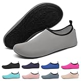 SAGUARO Badeschuhe Herren Wasserschuhe Damen rutschfeste Barfuß Schwimmschuhe Strandschuhe Neoprenschuhe für Meer Schwimmen Steinstrand Surfen Grau Gr.42/43