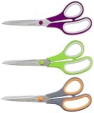 Amazon Basics Mehrzweck-Büroschere aus Edelstahl mit komfortablem Griff, PVD-beschichtet, 3 stück, 1er-Pack, Mehrfarbig