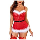 Yekdmxop Dessous Damen Verführerisch Sexy Set Curvy Body Transparent Set Verführerisch Hot Rote Unterwäsche Babydoll Erotik Neujahr Unterwäsche Spitze Übergröße Nachthemden Sexy Damen Geschenke, rot