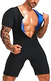 Mulnall Sauna Anzüge für Männer Sauna Sweat Shirt Heat Trapping Weste Full Body Shaper Workout Top mit Shorts Übung Fitness Heat Trapping Sweat Taille Trainer(BH7009-01-XL)