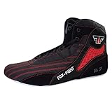 FOX-FIGHT B7 Kampfsport Schuhe | für Damen und Herren | Atmungsaktiv Flexibel | Wildleder | Ringerschuhe | Athletik Fitnesschuhe Bodybuilding | 41 / schwarz/rot
