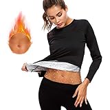 JMITHA Damen Sauna Shirt Thermo Saunaanzüge Neopren Körperformer Schwitzanzug Shirt, Figurformender für Fitness (Schwarz, M)