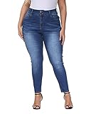 Gocolloa Skinny-Jeans für Damen, Übergröße, hohe Taille, dehnbar, klassische Knöchel-Jeans, Blau-039, 52 Mehr
