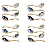 SAROAD Keramik-Suppenlöffel-Set, japanischer Suppenlöffel, langer Griff, Suppenlöffel für Pho Ramen, Nudeln, Wonton, Knödel, Reis, 4 Stück