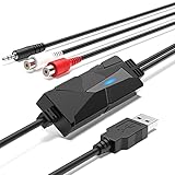 DigitalLife USB 2.0 Audio Capture Card Grabber – Dual-RCA/3,5-mm-Eingangsoption für Schallplatten, Kassetten und Mini-Disc, Kompatibel mit Windows 10,11, macOS 15.1.1, Linux
