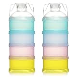 4 Schicht Milch Pulver Spender, Formel Milchpulver-Portionierer，Säuglingsnahrung Kasten，Tragbare Milchkasten，Milchpulver-Portionierer，Milchpulver Box，Milchpulverspender（2 Stück ，BPA-frei） (C)