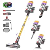 Vistefly V15 Ultra Akku Staubsauger, 48000Pa 600W 70Mins Staubsauger Kabellos mit Doppeldisplay, Akkustaubsauger Doppelter Staubbehälter Design Akkusauger für Hartböden Teppich Tierhaare
