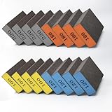 KNJOMZIE 16 Stück Schleifschwämme, 4X 100/120/180/220 Körnung Schleifblöcke, Wiederverwendbar Schleifschwämme zum Schleifen, Polieren Metall, Holz