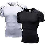 LANBAOSI 2er Kompressionsshirt Herren,Laufshirt Herren Kurzarm Funktionsshirt Atmungsaktiv Sportshirt Männer für Running Workout Jogging Fitness Gym