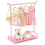 EAGMAK Kinder-Kleiderständer, Baby-Kleiderständer mit unterer Ablage, Kinder-Kleiderständer für Mäntel, Tanzkostüme, Kleiderständer zum Aufhängen von Kleidung (Rosa)
