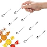 GlamRays 8 Stück Tiny Edelstahl Löffel für Gewürzgläser, Mini Größe 7,5CM, Cute Small Edelstahl Gewürz Löffel für Gewürze, Salz, Fun Little Scoops