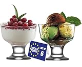 NORDIC SCHILLER Modern Eisschalen Glas mit Fuß 6er Set 285ml, 100% BLEI FREI Glas Dessertschalen, Eisgläser, Dessertgläser mit fuß, Glass Ice Cream Cups, Eis Gläser, Eisbecher