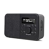MangoKit PR2S Tragbares DAB+ Digitalradio,Küchen-FM-Radio,Bluetooth-Lautsprecher,Persönliches DAB-Radio,Display,Alarm & Uhr,40 Preset-Stationen,Kopfhöreranschluss, Batterien und Netzbetrieb -Schwarz