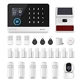 PGST Alarmanlage 26-teiliges,Home Alarmanlage Haus mit APP,4G/WLAN Alarmanlage Set mit Outdoor Sirene,Kamera,Fenster Tür Sensoren,Bewegungsmelder,RFID und Fernbedienungen,Funktioniert mit Alexa