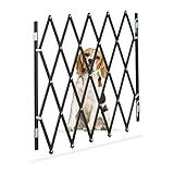 Relaxdays Hundeabsperrgitter, ausziehbar bis 118 cm, 69-82,5 cm hoch, Bambus, Hunde Schutzgitter, Treppe & Tür, schwarz, L