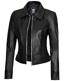 Blingsoul Damen-Lederjacke – Premium-Lederjacken im Motorrad-Stil für Damen – bequeme Oberbekleidung für jede Jahreszeit, Jose - Schwarze Jacke, L